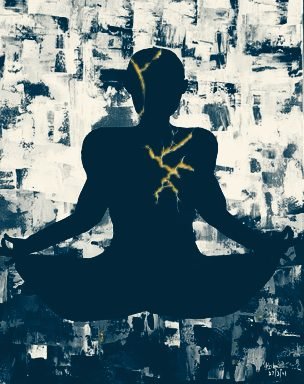 Gilded meditating figure